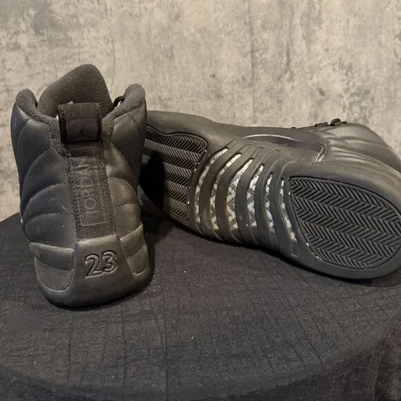 Jordan 12 Retro Winterized 'Triple Black' (reflective, NOT DUST) - Men's Size 15 - Picture 4 of 5